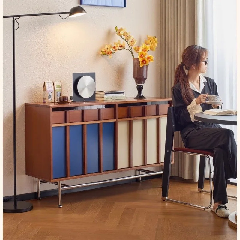 Sofa side cabinet small apartment living room against the wall side locker retro solid wood storage dining side cabinet
Sofa side cabinet small apartment living room against the wall side locker retro solid wood storage dining side cabinet