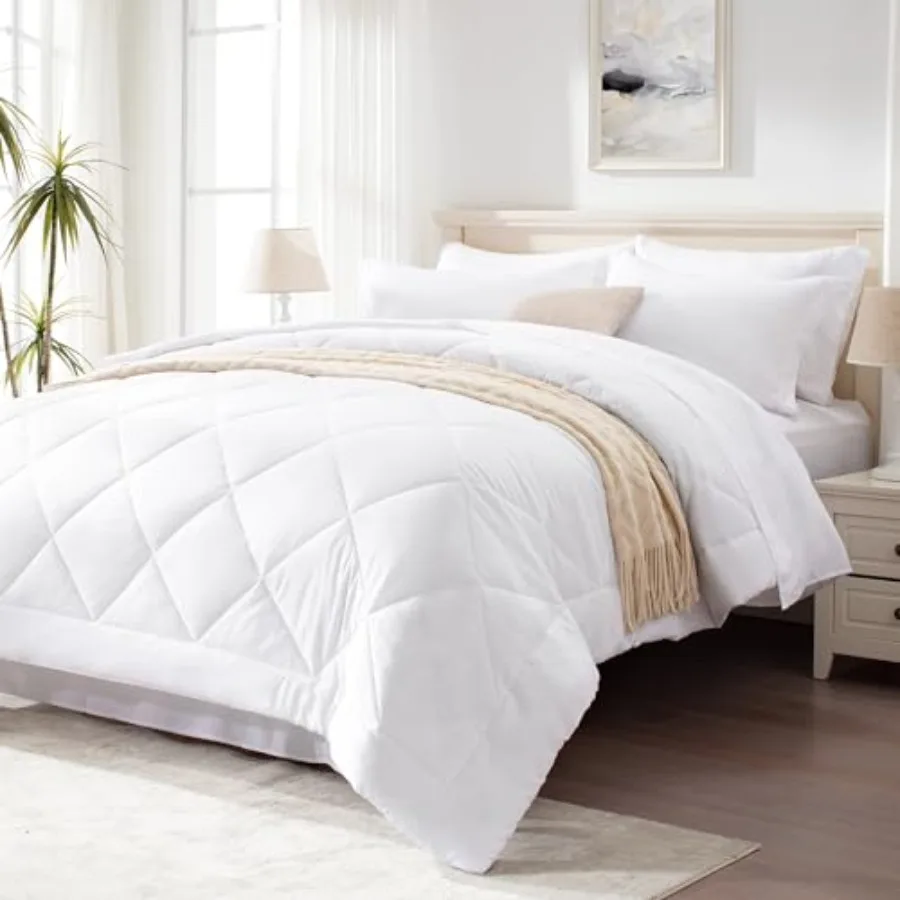 California King Bed in a Bag White 7-Piece Comforter Set All Season Bedding with 1 Comforter 1 Flat Sheet 1 Fitted Sheet 2 Pill
California King Bed in a Bag White 7-Piece Comforter Set All Season Bedding with 1 Comforter 1 Flat Sheet 1 Fitted Sheet 2 Pill