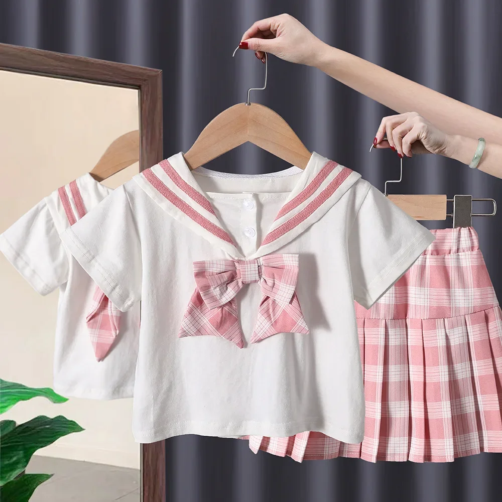 Girls clothes Set 2024 New Baby Girl Jk Uniform College Style Skirt Bow Tie Plaid Pleated Skirt Two-Piece Summer Dress for Girls
Girls clothes Set 2024 New Baby Girl Jk Uniform College Style Skirt Bow Tie Plaid Pleated Skirt Two-Piece Summer Dress for Girls