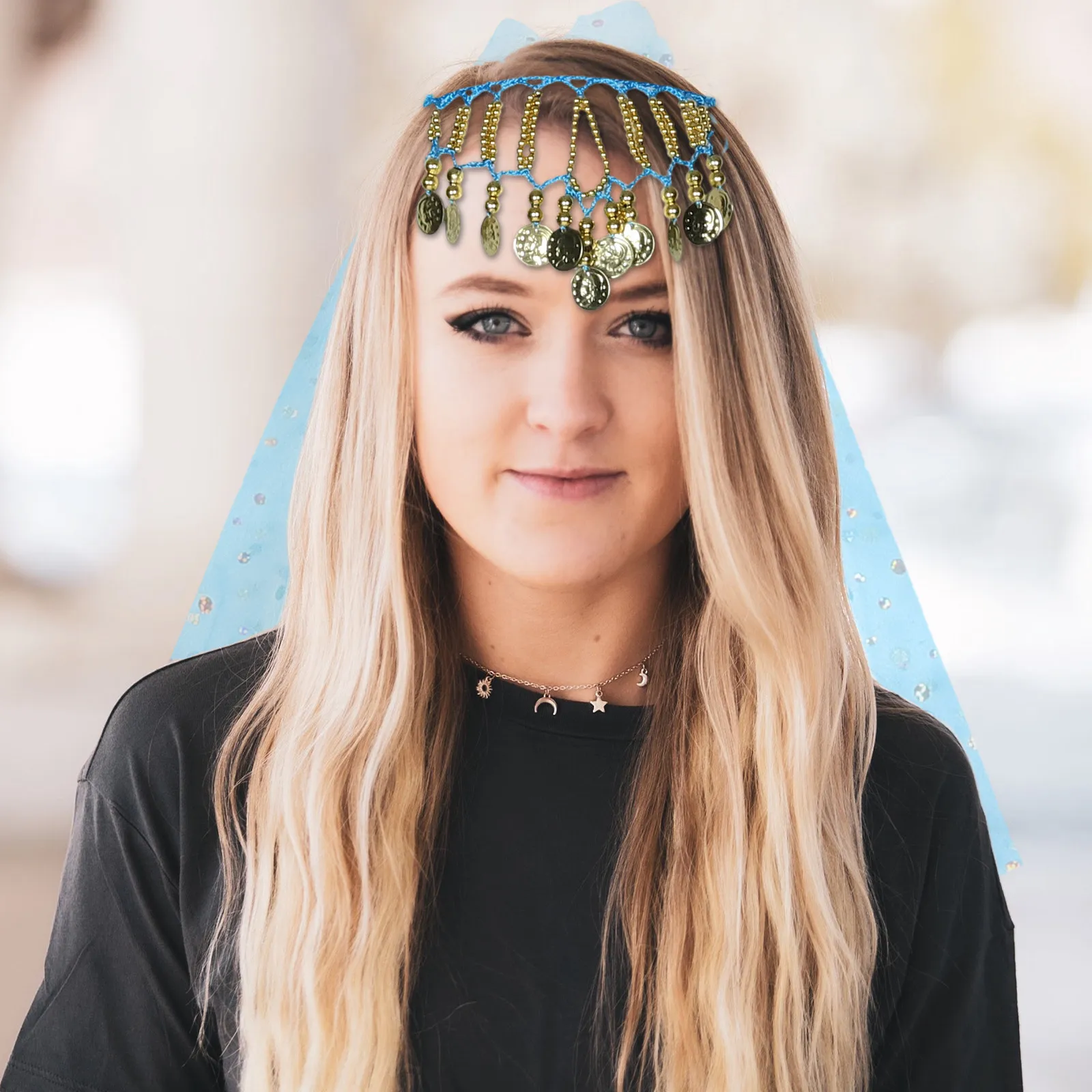 Стильный комплект головного убора для танцовщиц в стиле восточных танцев: блестящие монеты, украшение для головы, аксессуар для женского сценического костюма
Стильный комплект головного убора для танцовщиц в стиле восточных танцев: блестящие монеты, украшение для головы, аксессуар для женского сценического костюма