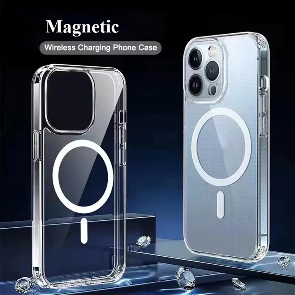 Crystal Clear for Magsafe Magnetic Phone Case for iPhone 17 16 15 13 11 Pro Max 12 14 Plus X XS Wireless Charge Shockproof Cover
Crystal Clear for Magsafe Magnetic Phone Case for iPhone 17 16 15 13 11 Pro Max 12 14 Plus X XS Wireless Charge Shockproof Cover
