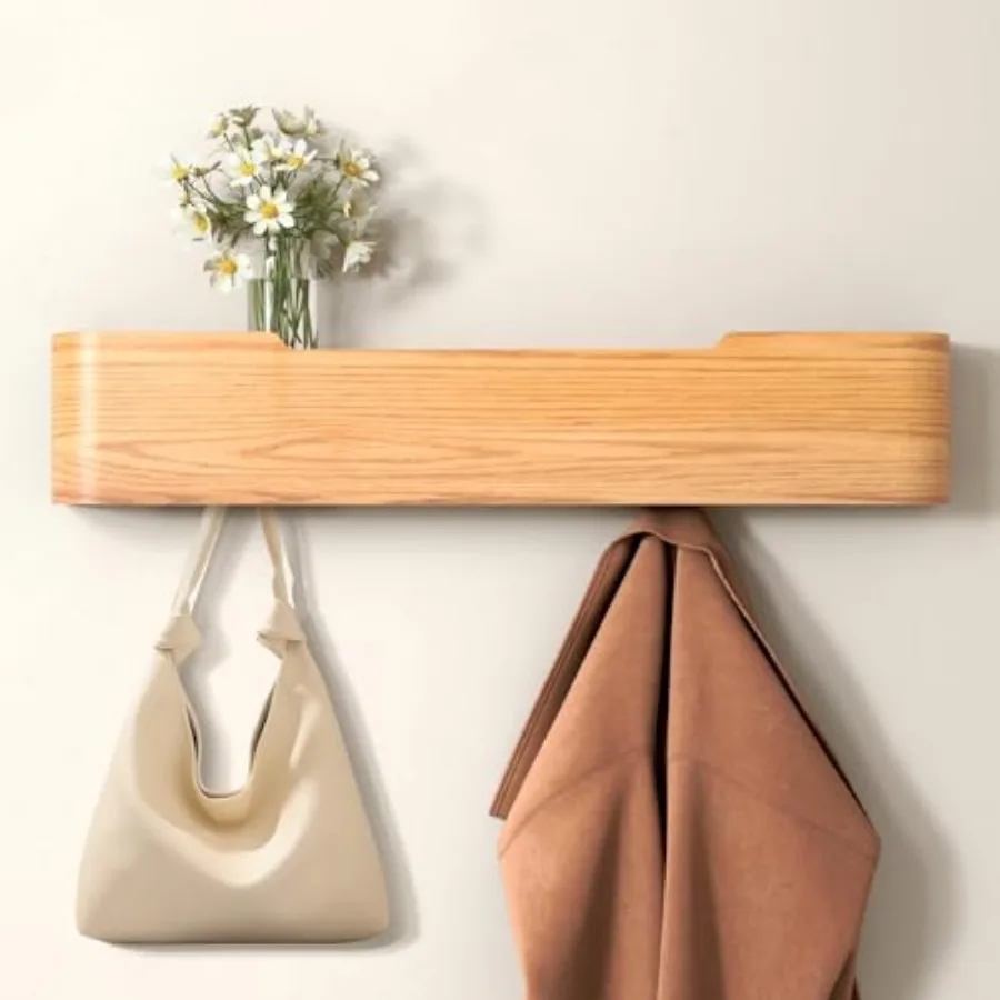 Wall Mounted Coat Rack with Shelf, Wooden Entryway Organizer with Hidden Metal Hooks for Hanging Coats Bags Keys, Modern Floati
Wall Mounted Coat Rack with Shelf, Wooden Entryway Organizer with Hidden Metal Hooks for Hanging Coats Bags Keys, Modern Floati