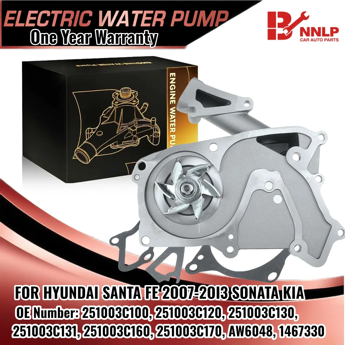 Engine Water Pump w/ Gasket for Hyundai Santa Fe Genesis Kia Sedona Amanti GAS 251003C100, 251003C120, 251003C130
Engine Water Pump w/ Gasket for Hyundai Santa Fe Genesis Kia Sedona Amanti GAS 251003C100, 251003C120, 251003C130