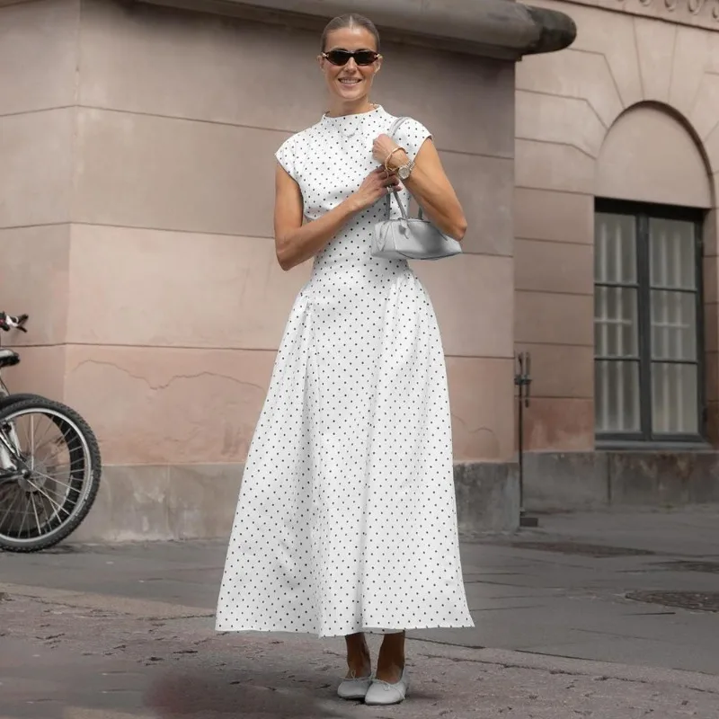 2026Solid Polka Dot Long Dress Summer Fashion High-Waisted Vintage Print Elegant Dress Casual Party Vacation O-neck Women Dress
2026Solid Polka Dot Long Dress Summer Fashion High-Waisted Vintage Print Elegant Dress Casual Party Vacation O-neck Women Dress