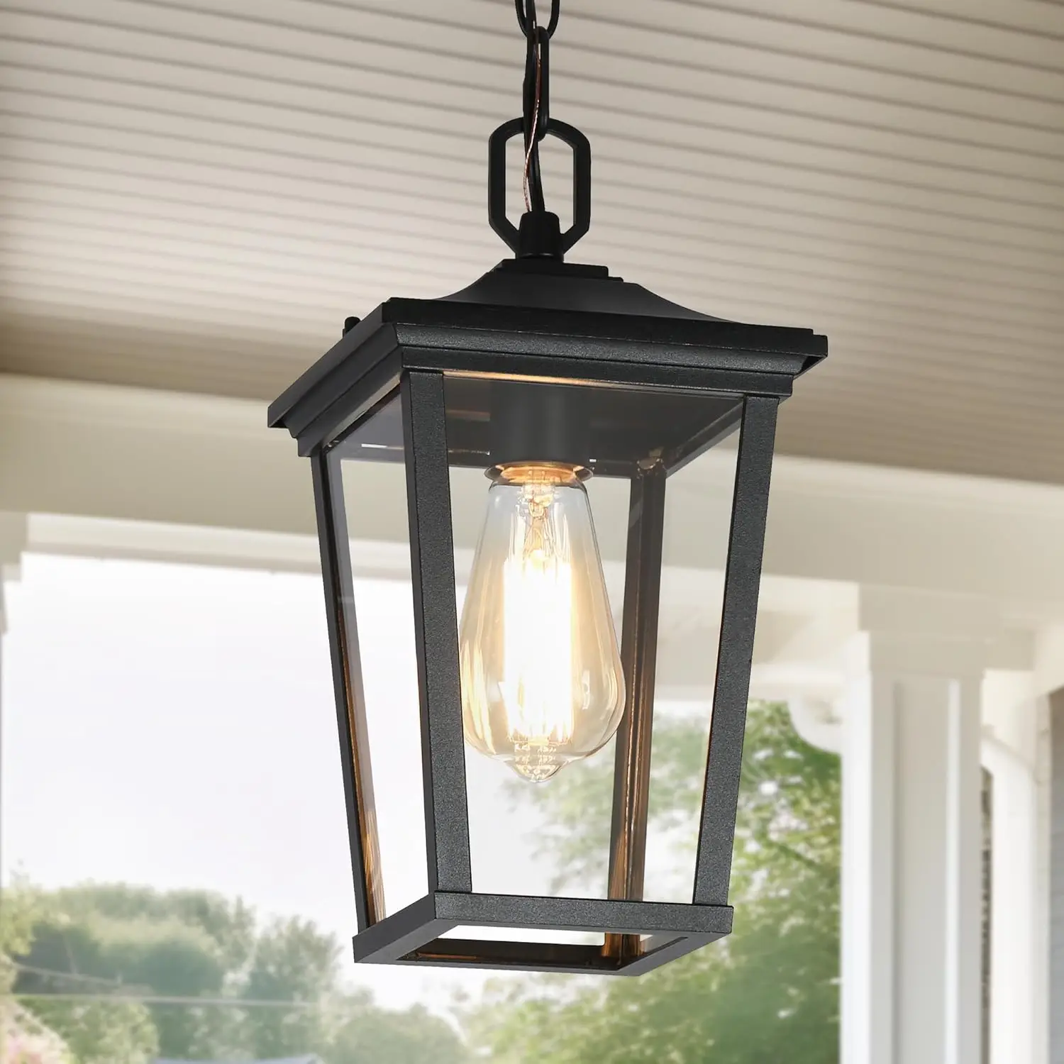 Farmhouse Outdoor Pendant Light, Anti-Rust Black Lantern with Clear Glass for Porch, Entry, Gazebo
Farmhouse Outdoor Pendant Light, Anti-Rust Black Lantern with Clear Glass for Porch, Entry, Gazebo
