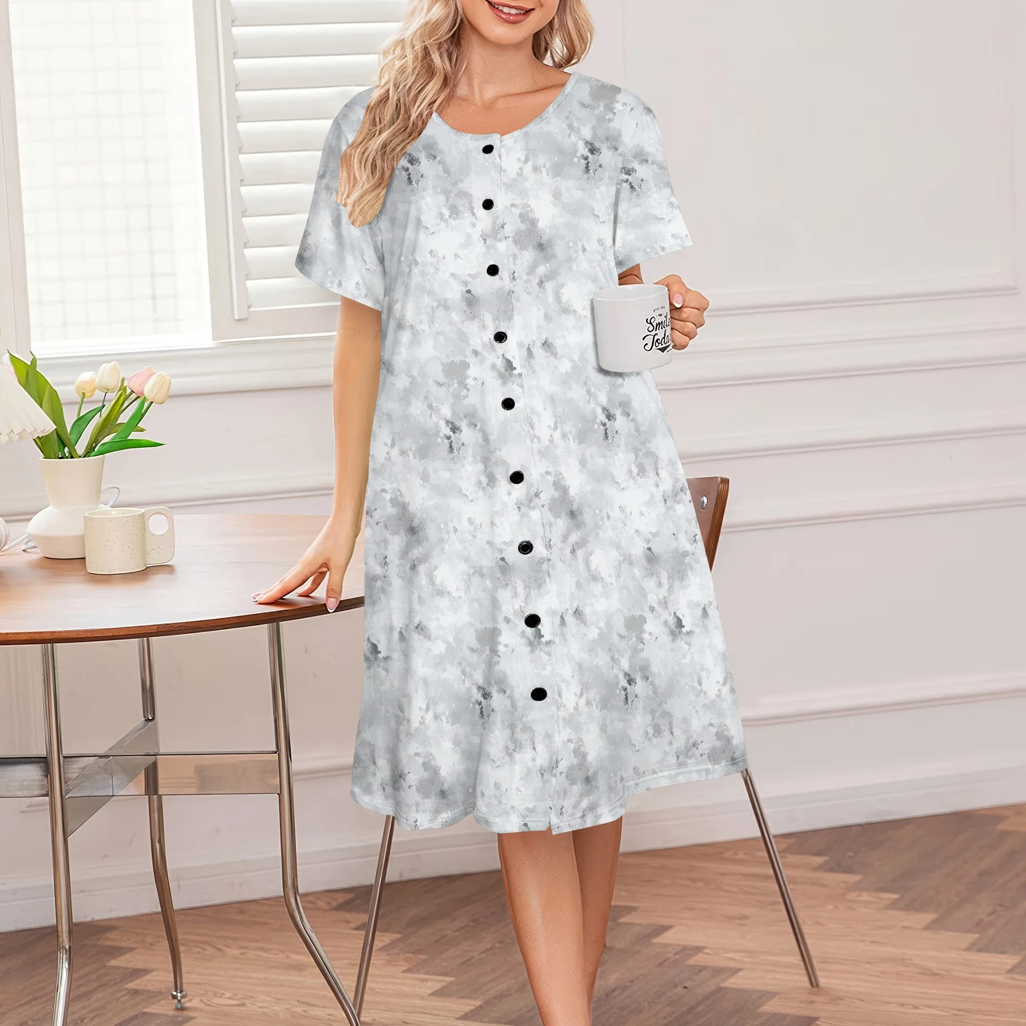 Women's Minimalist Abstract Shirt Dress Grey Ink Wash Style Loose Casual Summer Artwear Outfit S-3XL
Women's Minimalist Abstract Shirt Dress Grey Ink Wash Style Loose Casual Summer Artwear Outfit S-3XL