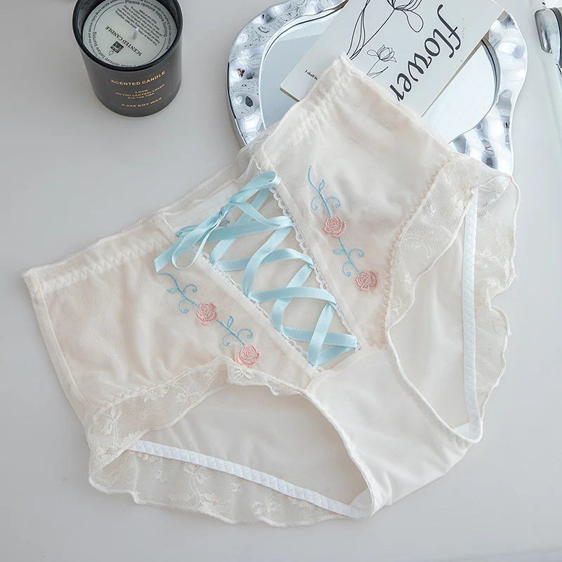 Sweet Flower Embroidered Underwear For Women 2025 New Sexy Mesh Lace Up Lolita Girl Mid High Waist Lace Triangle Pants
Sweet Flower Embroidered Underwear For Women 2025 New Sexy Mesh Lace Up Lolita Girl Mid High Waist Lace Triangle Pants