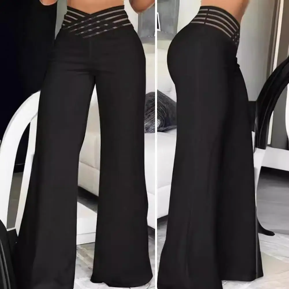 Women Pants Elegant Wide Leg Trousers for Women Stylish Office Lady Pants with Hollow Cross Design High Waistband
Women Pants Elegant Wide Leg Trousers for Women Stylish Office Lady Pants with Hollow Cross Design High Waistband