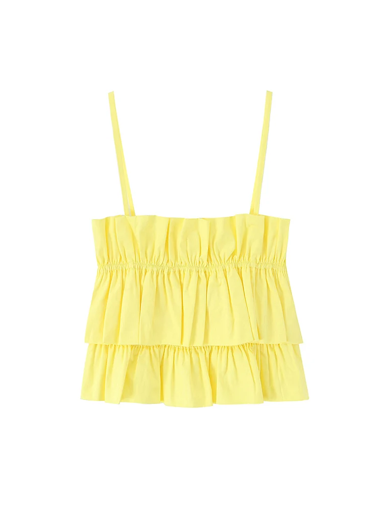 KUCLUT Women Fashion Yellow Ruffled Pleated Vest Vintage Straps Square Collar Female Chic Lady Tank Tops
KUCLUT Women Fashion Yellow Ruffled Pleated Vest Vintage Straps Square Collar Female Chic Lady Tank Tops
