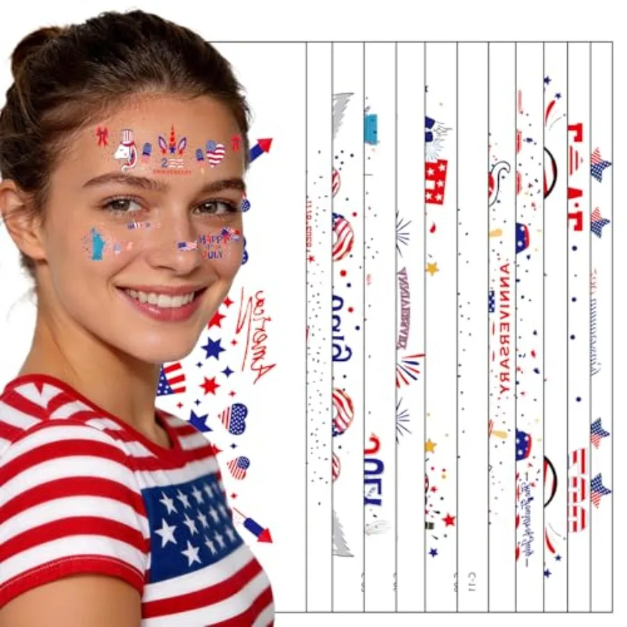 12PCS 250th Anniversary Usa Patriotic Red White and Blue Glitter Freckles Face Tattoo Makeup Patches-4th of July Outfits USA In
12PCS 250th Anniversary Usa Patriotic Red White and Blue Glitter Freckles Face Tattoo Makeup Patches-4th of July Outfits USA In
