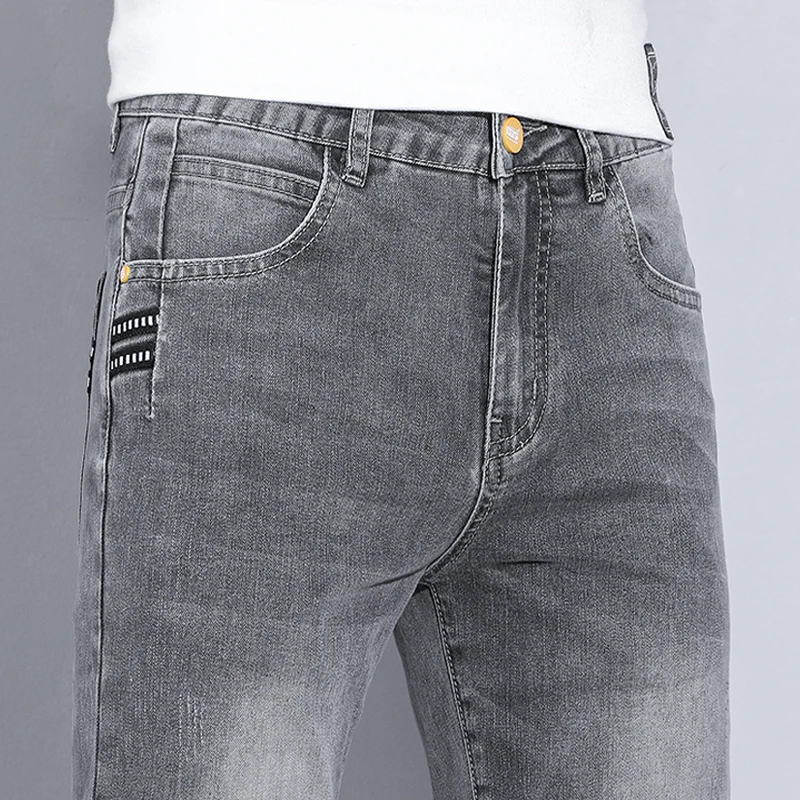 Grey Slim Fit Men's Jeans Elastic Casual Straight Leg Long Pants Spring Summer New Style Youth Trend Cotton Thin Denim
Grey Slim Fit Men's Jeans Elastic Casual Straight Leg Long Pants Spring Summer New Style Youth Trend Cotton Thin Denim