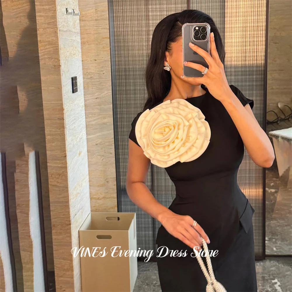 VINES Black Party Dress Round Neck فساتين السهرة Regular Short Sleeve Night Dress Satin Celebrity Dress Customized
VINES Black Party Dress Round Neck فساتين السهرة Regular Short Sleeve Night Dress Satin Celebrity Dress Customized