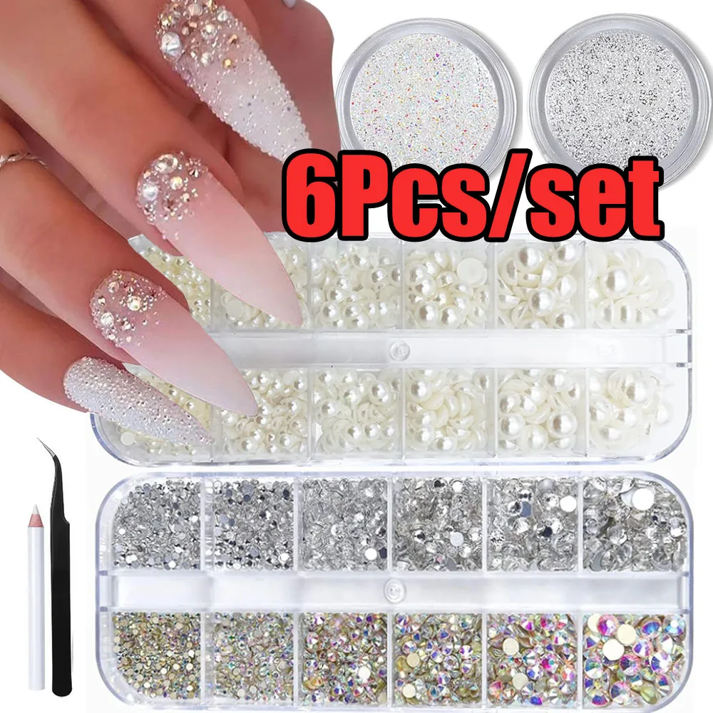 6PCS/SET Luxury Rhinestone&Pearl Nail Art Rhinestone Clear/AB Glitter Diamond+Beige Pearl Nail Crystal With Wax Pen+Tweezers Jew
6PCS/SET Luxury Rhinestone&Pearl Nail Art Rhinestone Clear/AB Glitter Diamond+Beige Pearl Nail Crystal With Wax Pen+Tweezers Jew
