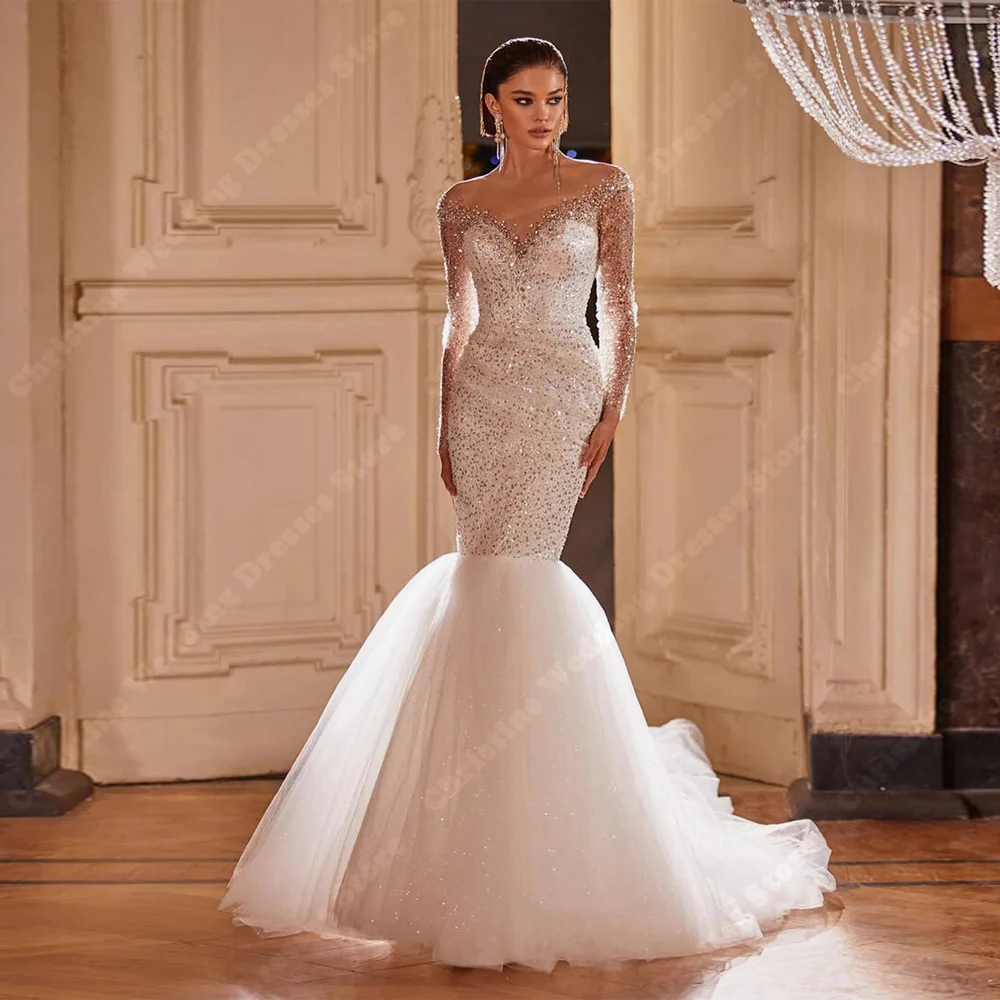 Fascinating Mermaid Wedding Dresses Sexy Lace Flower Print Sequin Bridal Gown Princess Banquet Vestidos De Novia 2026 Customized
Fascinating Mermaid Wedding Dresses Sexy Lace Flower Print Sequin Bridal Gown Princess Banquet Vestidos De Novia 2026 Customized