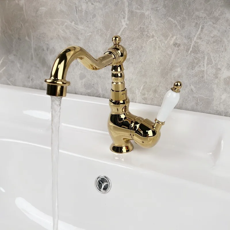 French retro faucet brass washbasin wash basin faucet classical bathroom gold ceramic handle hot and cold water head
French retro faucet brass washbasin wash basin faucet classical bathroom gold ceramic handle hot and cold water head
