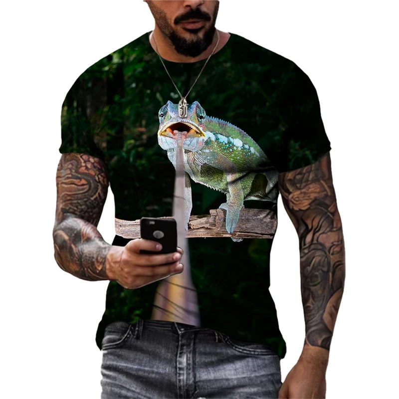 Summer New 3D Printed Chameleon graphic t shirts Men Fashion Casual Funny Streetwear Personality Hip Hop O-neck Short Sleeve
Summer New 3D Printed Chameleon graphic t shirts Men Fashion Casual Funny Streetwear Personality Hip Hop O-neck Short Sleeve