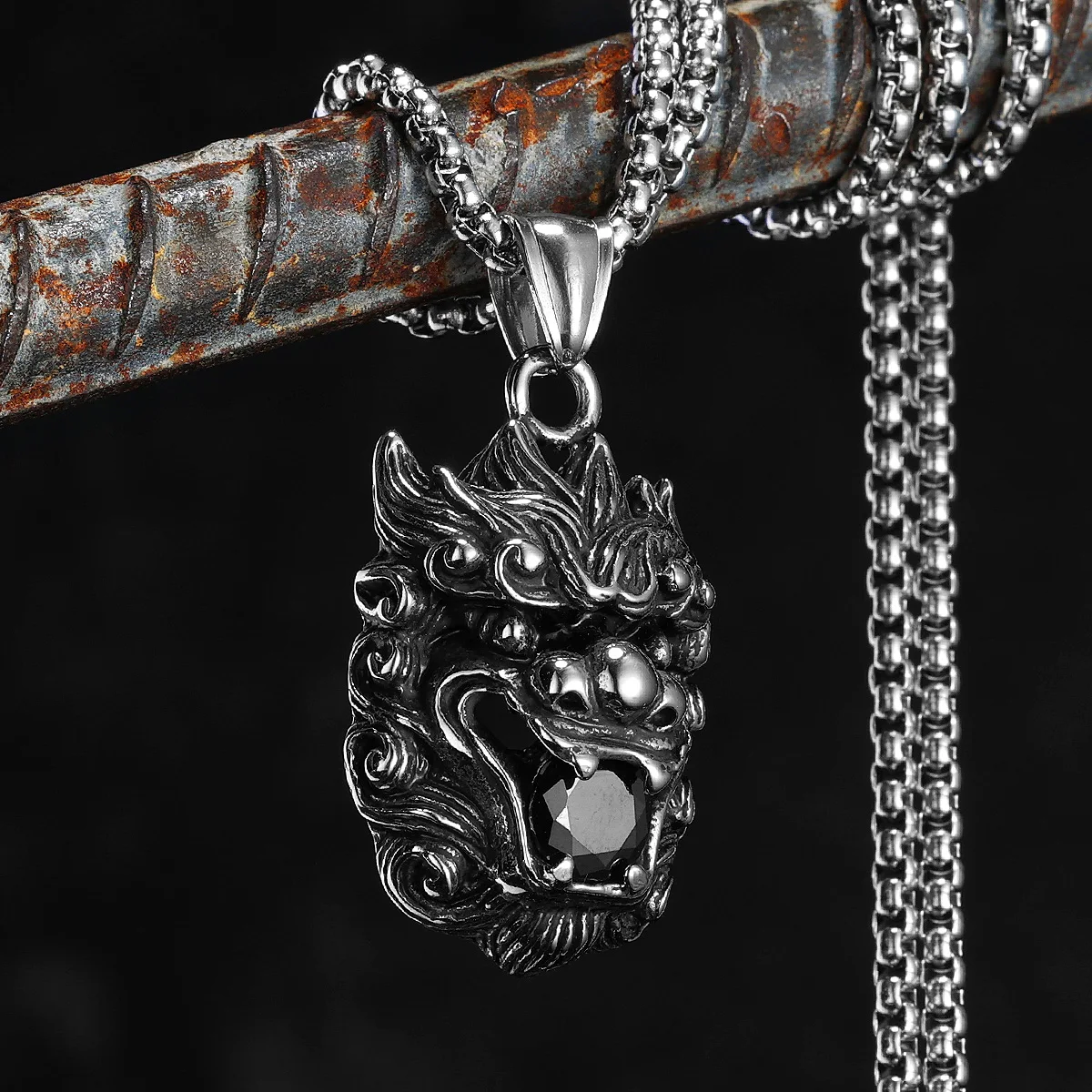 Chinese Loong Gem Men Necklaces Stainless Steel Pendant Chain Pixiu Vintage Retro Jewelry Punk Rock Biker Giift Male Daily Wear
Chinese Loong Gem Men Necklaces Stainless Steel Pendant Chain Pixiu Vintage Retro Jewelry Punk Rock Biker Giift Male Daily Wear