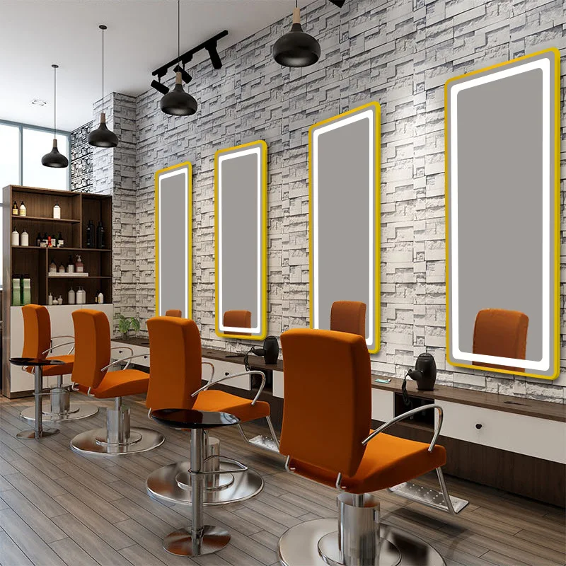 HD mirror stand hairdressing mirror hair salon hair clipper wall LED with light factory custom barbershop mirror wholesale
HD mirror stand hairdressing mirror hair salon hair clipper wall LED with light factory custom barbershop mirror wholesale