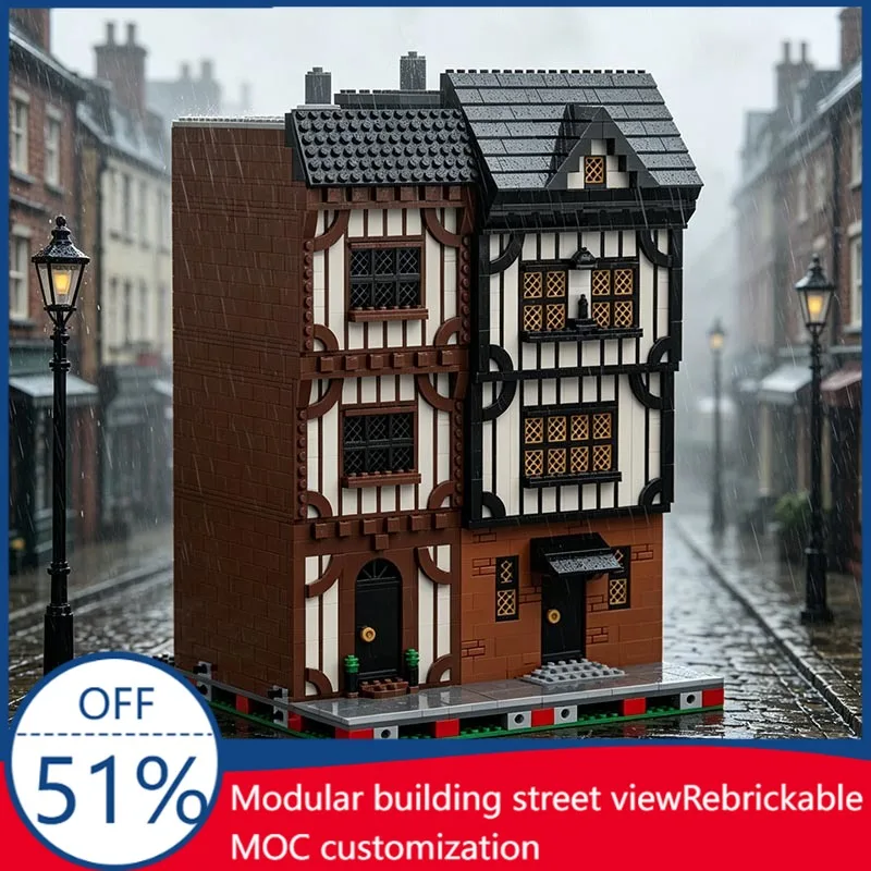 1606PCS MOC Tudor Style Medieval Half-Timbered Townhouse Modular Building Model Custom Building Blocks Educational Assembly Toy
1606PCS MOC Tudor Style Medieval Half-Timbered Townhouse Modular Building Model Custom Building Blocks Educational Assembly Toy