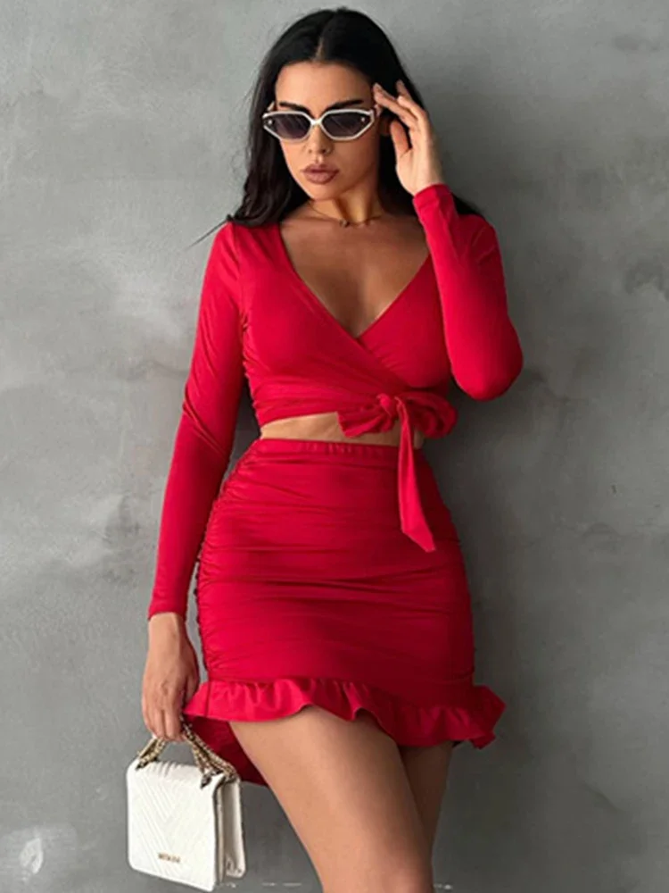 Trendix Lace Bodycon Top And Skirt 2 Piece Sets Womens Outfits Long Sleeve Crop Tops Women Slim High Waist Pleated Dress Suits
Trendix Lace Bodycon Top And Skirt 2 Piece Sets Womens Outfits Long Sleeve Crop Tops Women Slim High Waist Pleated Dress Suits