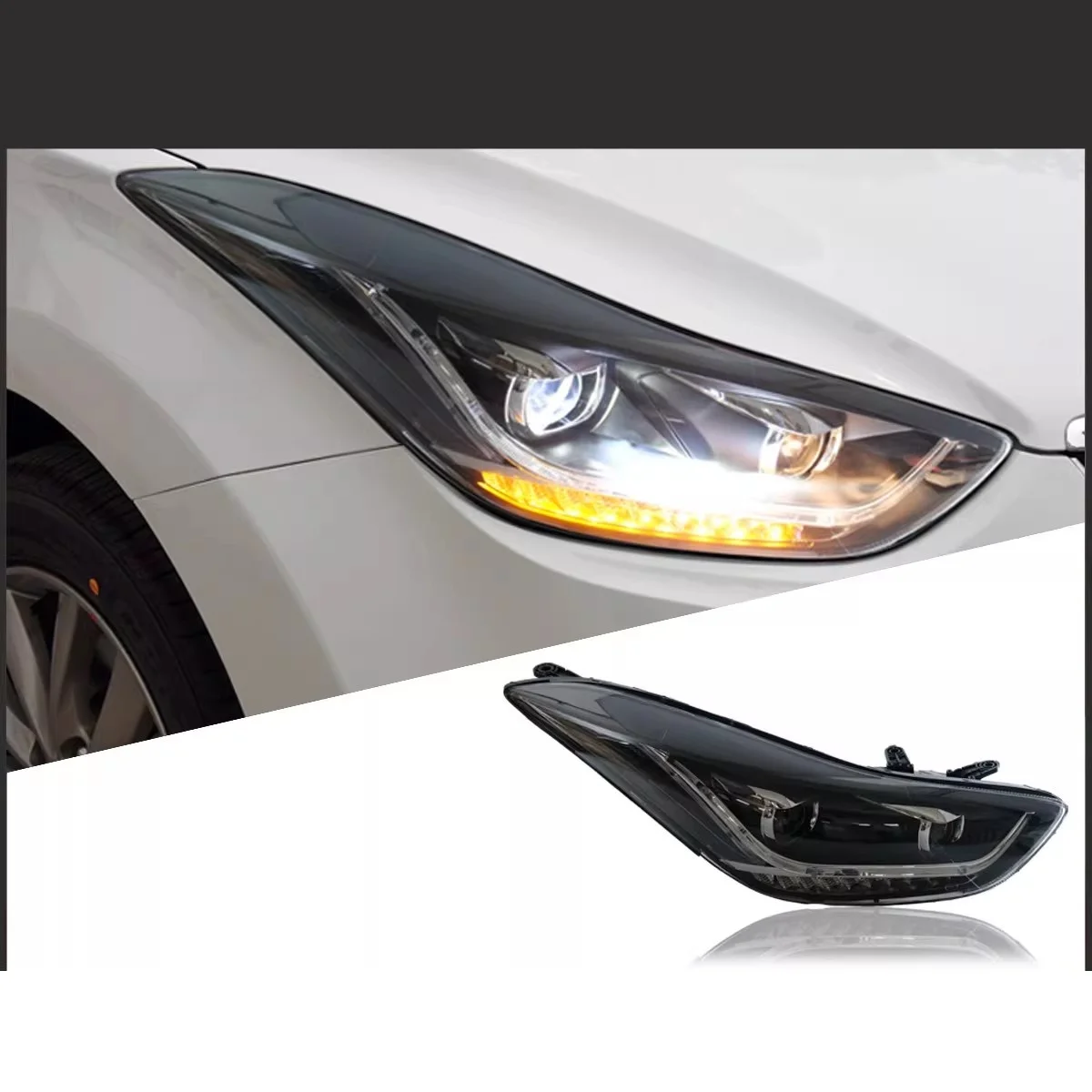LED front headlight for Hyundai Elantra 12-16 Modified Turn signal Daytime running light lower and high beam
LED front headlight for Hyundai Elantra 12-16 Modified Turn signal Daytime running light lower and high beam