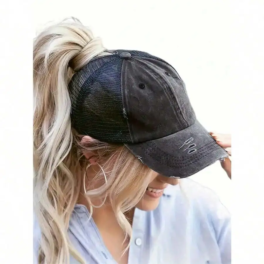 Womens Distressed High Ponytail Trucker Hat Casual Adjustable Mesh Baseball Cap
Womens Distressed High Ponytail Trucker Hat Casual Adjustable Mesh Baseball Cap