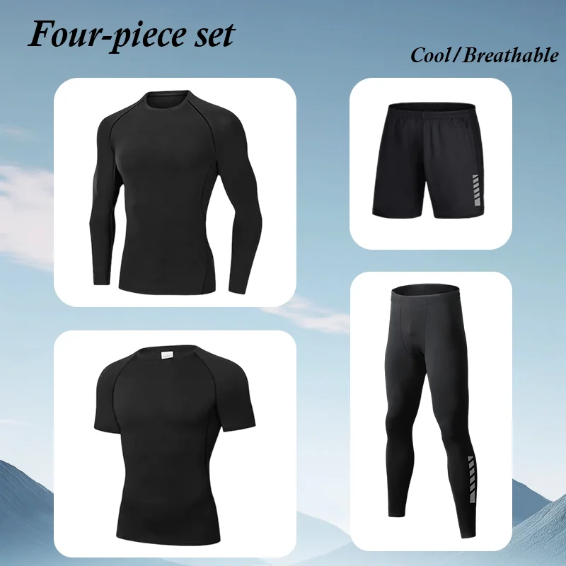 Мужской модный спортивный костюм для фитнеса и бега: высокоэластичный облегающий комплект для лета, с длинным рукавом и шортами, из полиэстера
Мужской модный спортивный костюм для фитнеса и бега: высокоэластичный облегающий комплект для лета, с длинным рукавом и шортами, из полиэстера