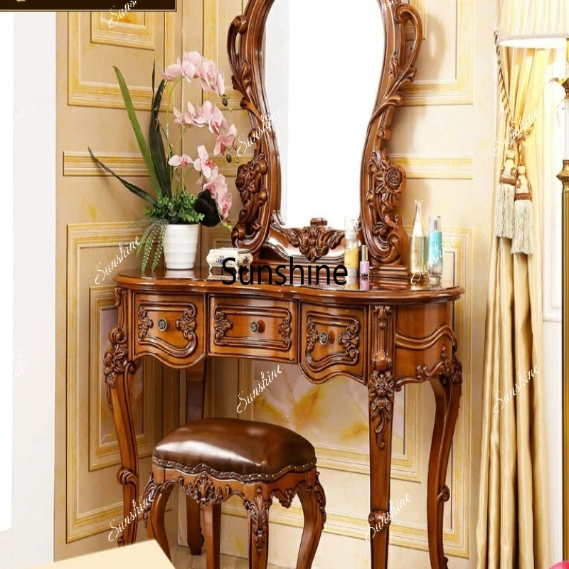 European-style solid wood dresser, villa luxury bedroom storage cabinet, retro dark integrated belt draw
European-style solid wood dresser, villa luxury bedroom storage cabinet, retro dark integrated belt draw
