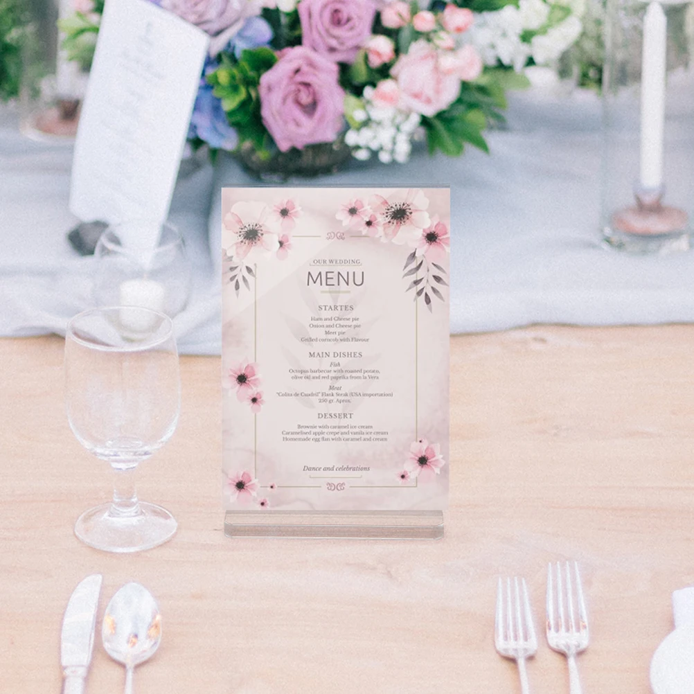 3pcs Clear Double Sided Acrylic Display A6 T-Shape Sign Holder For Restaurant Office Bar Retail Menu Promotion Advertisement Qr 
3pcs Clear Double Sided Acrylic Display A6 T-Shape Sign Holder For Restaurant Office Bar Retail Menu Promotion Advertisement Qr