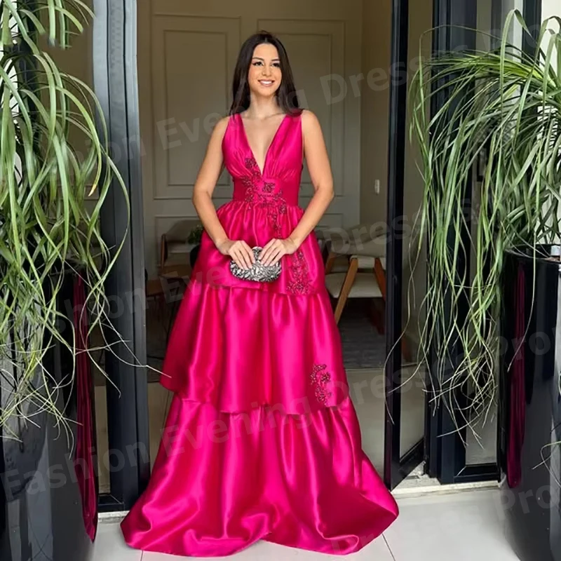 Romantic A Line Women Evening Dresses V Neck Appliques Prom Gowns Customized Sleeveless Princess Vestidos De Fiesta Elegantes
Romantic A Line Women Evening Dresses V Neck Appliques Prom Gowns Customized Sleeveless Princess Vestidos De Fiesta Elegantes