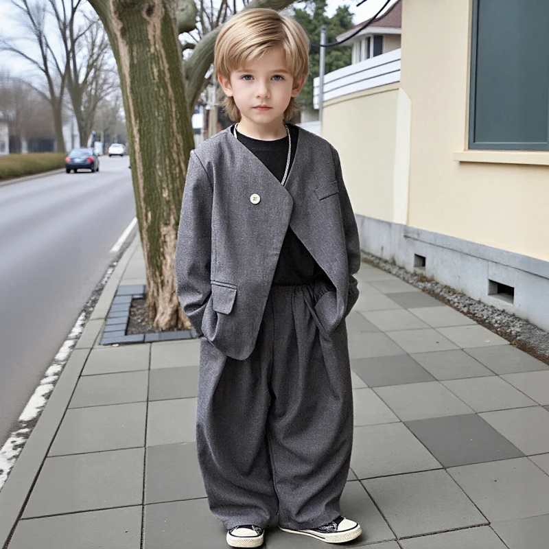 Костюм для мальчиков из 2 предметов, повседневный свободный Серый Блейзер и штаны, комплект школьной детской одежды для выступлений на возраст от 2 до 13 лет
Костюм для мальчиков из 2 предметов, повседневный свободный Серый Блейзер и штаны, комплект школьной детской одежды для выступлений на возраст от 2 до 13 лет