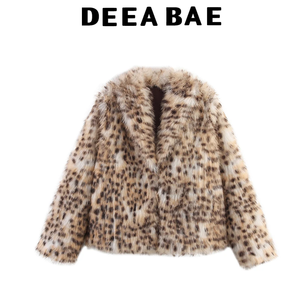 DEEABAE Autumn new women's clothing fashionable temperament versatile leopard print faux fur plush jacket
DEEABAE Autumn new women's clothing fashionable temperament versatile leopard print faux fur plush jacket