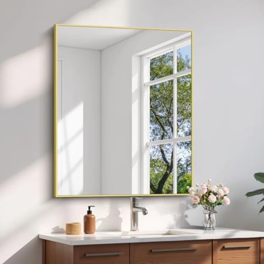 Bathroom Mirror 30"x36", Brushed Bathroom Mirror for Over Sink with Aluminum Frame, Rectangular Vanity Mirror with Right Angle,
Bathroom Mirror 30"x36", Brushed Bathroom Mirror for Over Sink with Aluminum Frame, Rectangular Vanity Mirror with Right Angle,