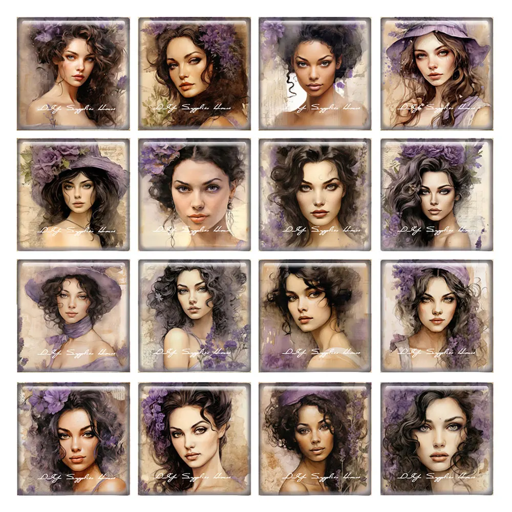 10pcs/lots Purple Flower Girl Elegant Woman Square Photo Glass Cabochon Flatback Demo Flat Back Cameo For Diy Jewelry Making
10pcs/lots Purple Flower Girl Elegant Woman Square Photo Glass Cabochon Flatback Demo Flat Back Cameo For Diy Jewelry Making