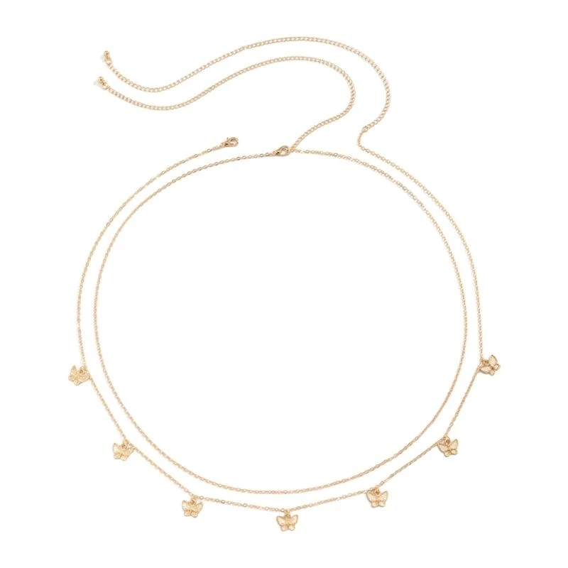 652F Silver/Gold Plated Double Layer Waist Chain Stylish Sash with Delicate Fringe and Butterfly Charm for Stylish Ladies
652F Silver/Gold Plated Double Layer Waist Chain Stylish Sash with Delicate Fringe and Butterfly Charm for Stylish Ladies