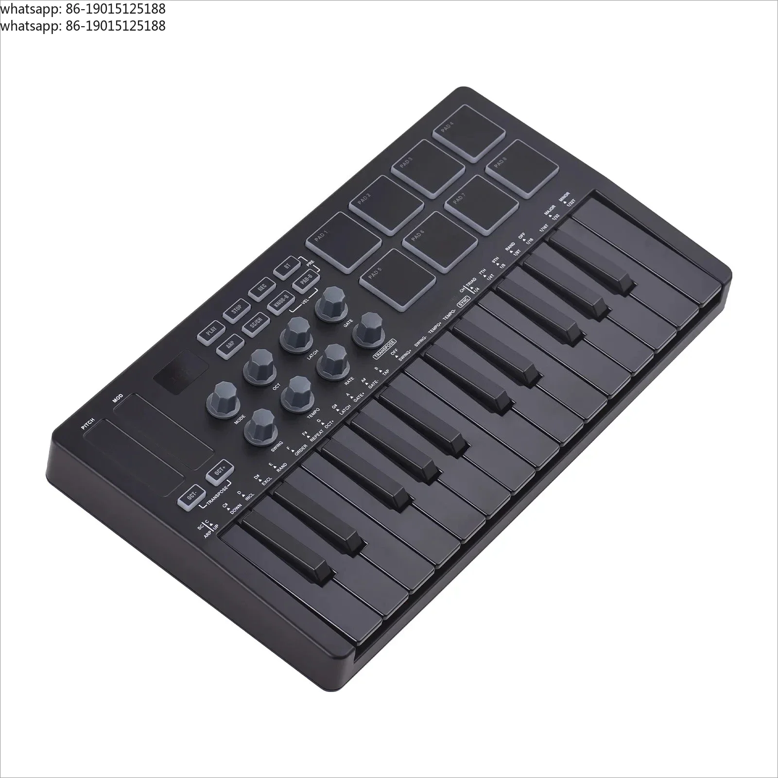 Перезаряжаемая MIDI-клавиатура на 25 клавиш с RGB-подсветкой, программируемыми кнопками и регулируемыми ручками, контроллер для создания ритмов
Перезаряжаемая MIDI-клавиатура на 25 клавиш с RGB-подсветкой, программируемыми кнопками и регулируемыми ручками, контроллер для создания ритмов