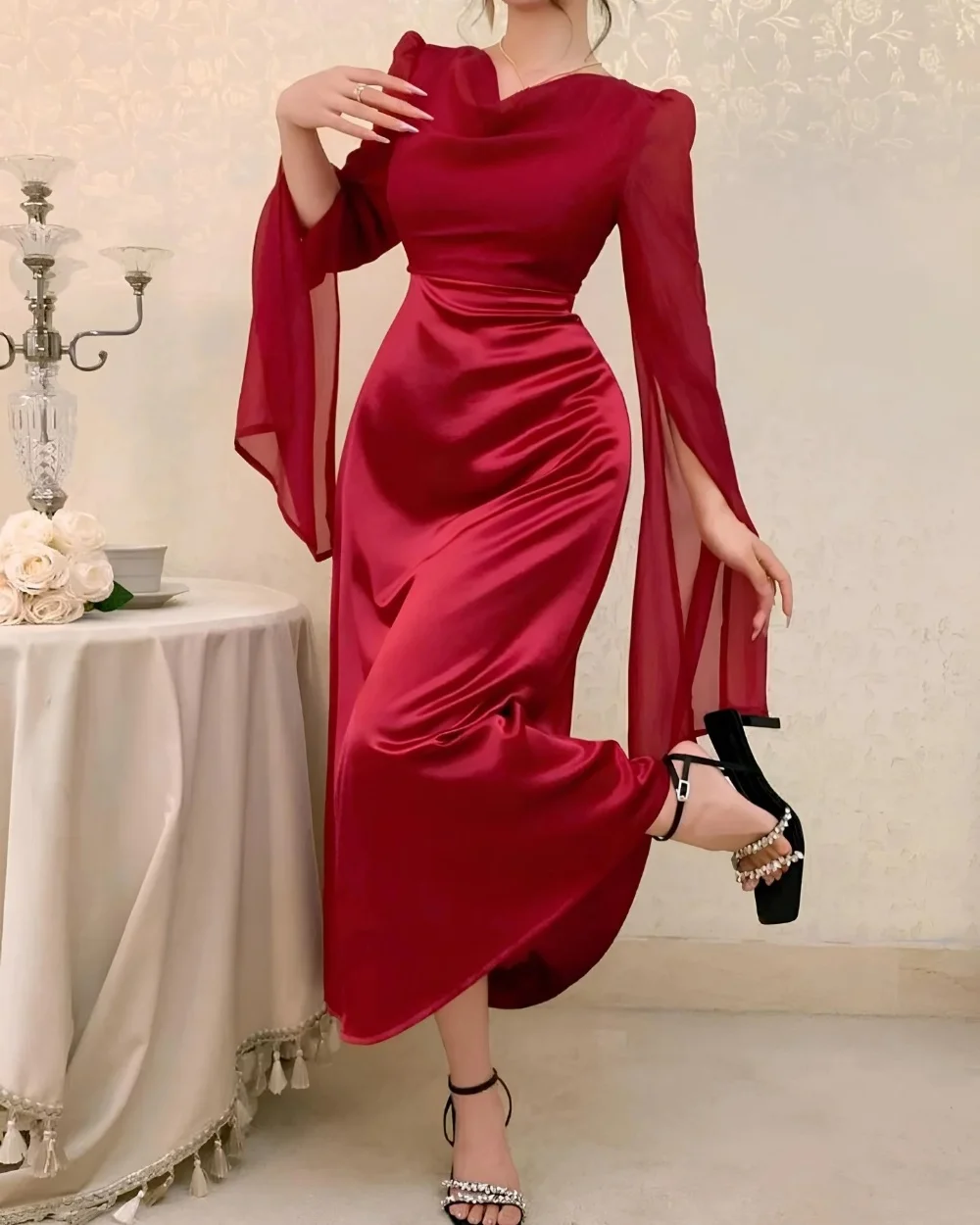 Customized Charmeuse Draped A-line V-neck Midi Dresses Bespoke Occasion Party Simple Elegant High Quality
Customized Charmeuse Draped A-line V-neck Midi Dresses Bespoke Occasion Party Simple Elegant High Quality