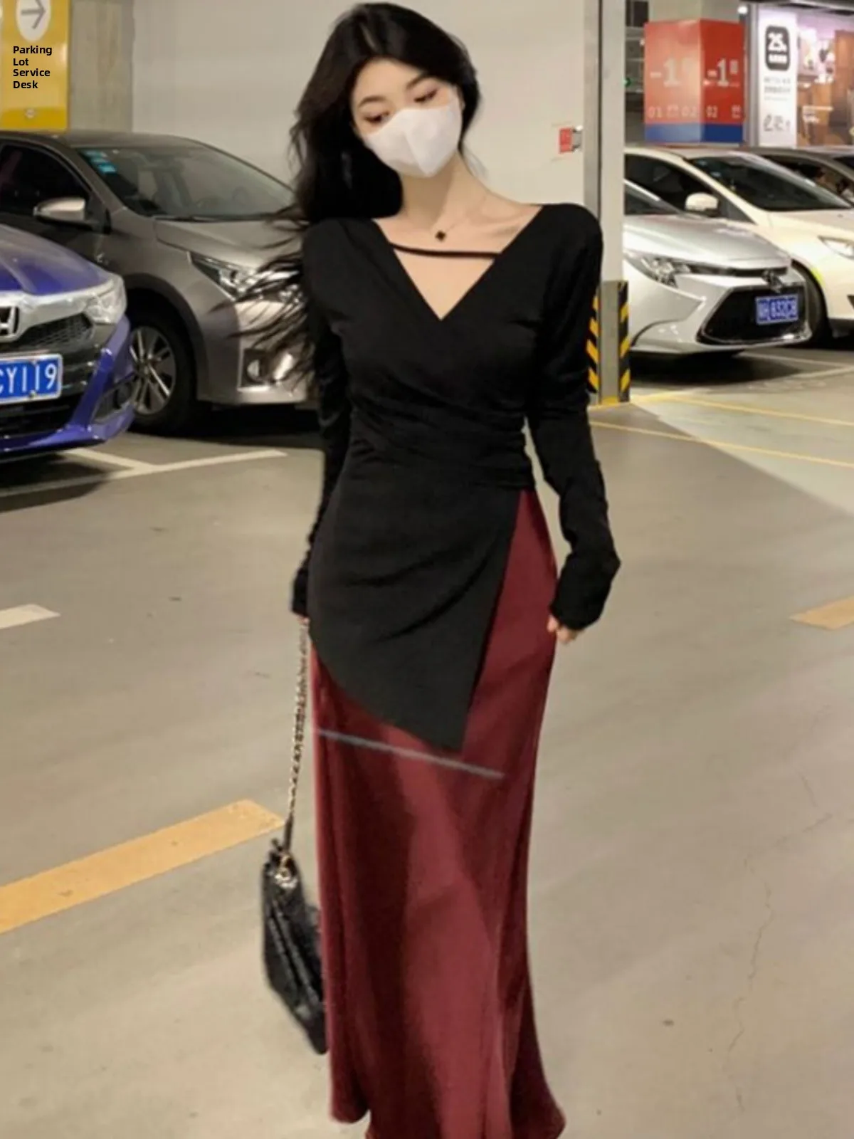 Black Asymmetrical High Waist V-Neck Top And Long Skirt Two-Piece Set Slimming Wine Red Color Fashionable Spring Outfit for W...
Black Asymmetrical High Waist V-Neck Top And Long Skirt Two-Piece Set Slimming Wine Red Color Fashionable Spring Outfit for W...