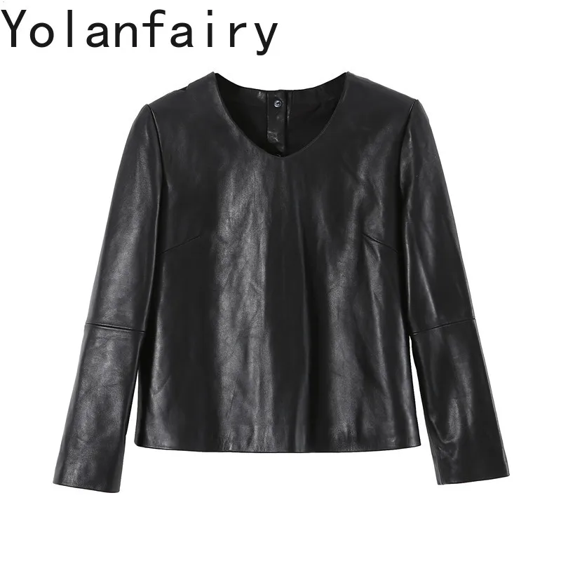 YOLANFAIRY Women Sheepskin Real Leather Jacket Autumn Winter V Neck Slim Short Coat Genuine Leather Versatile Black Top Outwear
YOLANFAIRY Women Sheepskin Real Leather Jacket Autumn Winter V Neck Slim Short Coat Genuine Leather Versatile Black Top Outwear