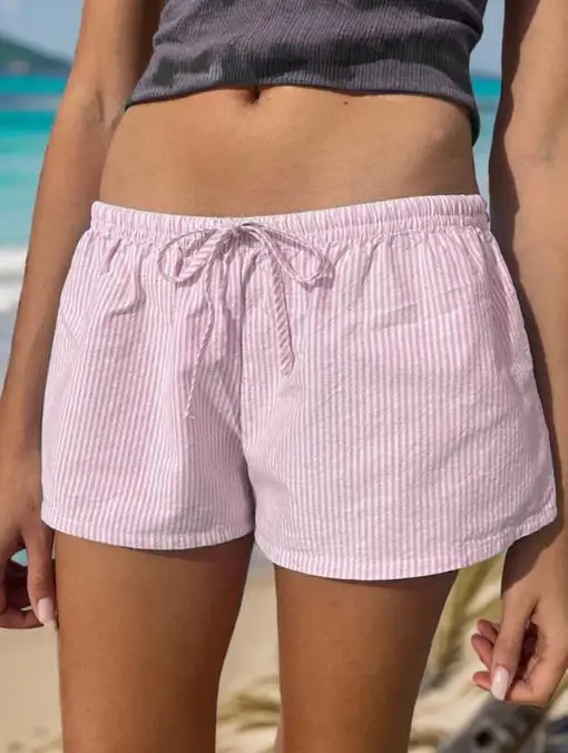 Summer Casual Vacation Striped Shorts for Women, Casual and Comfortable, Lace Up Striped Printed Loose Straight Shorts
Summer Casual Vacation Striped Shorts for Women, Casual and Comfortable, Lace Up Striped Printed Loose Straight Shorts