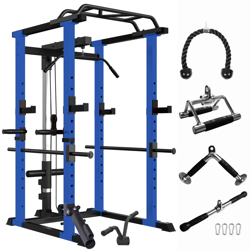 Multi-functional Power Cage, 1000Lbs Adjustable Pullup Squat Rack with Gym Accessories
Multi-functional Power Cage, 1000Lbs Adjustable Pullup Squat Rack with Gym Accessories
