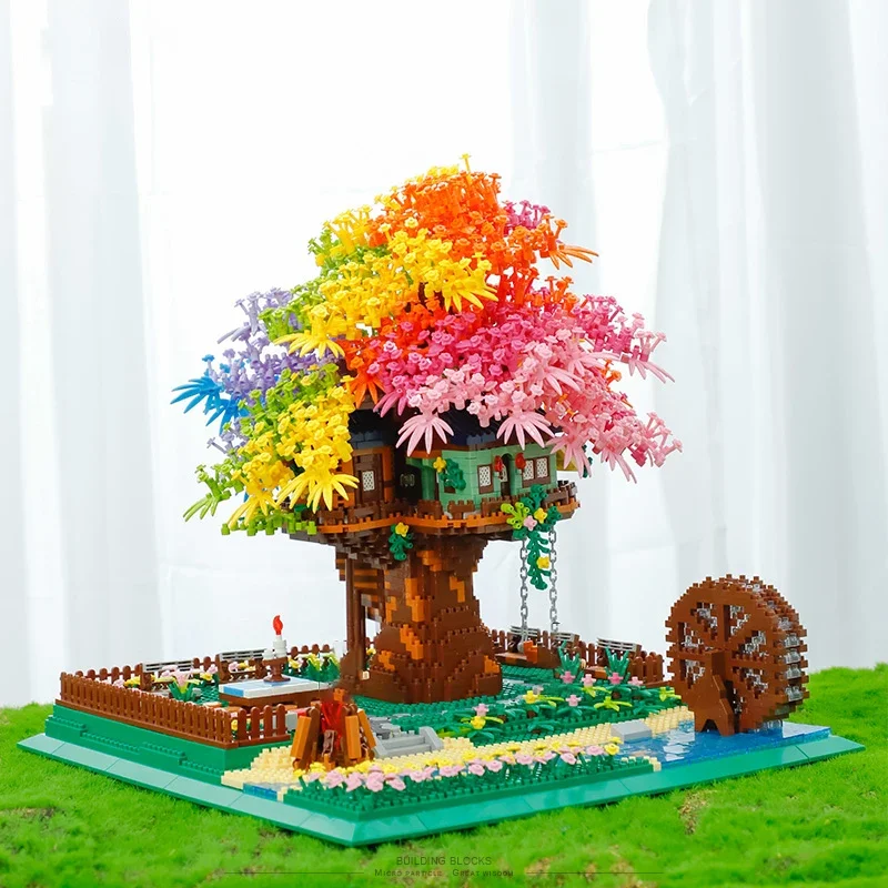 Rainbow Color Canopy Tree House Building Blocks Waterwheel Forest Cabin Micro Brick Set Nature Collectible Decor Toy for Adult
Rainbow Color Canopy Tree House Building Blocks Waterwheel Forest Cabin Micro Brick Set Nature Collectible Decor Toy for Adult