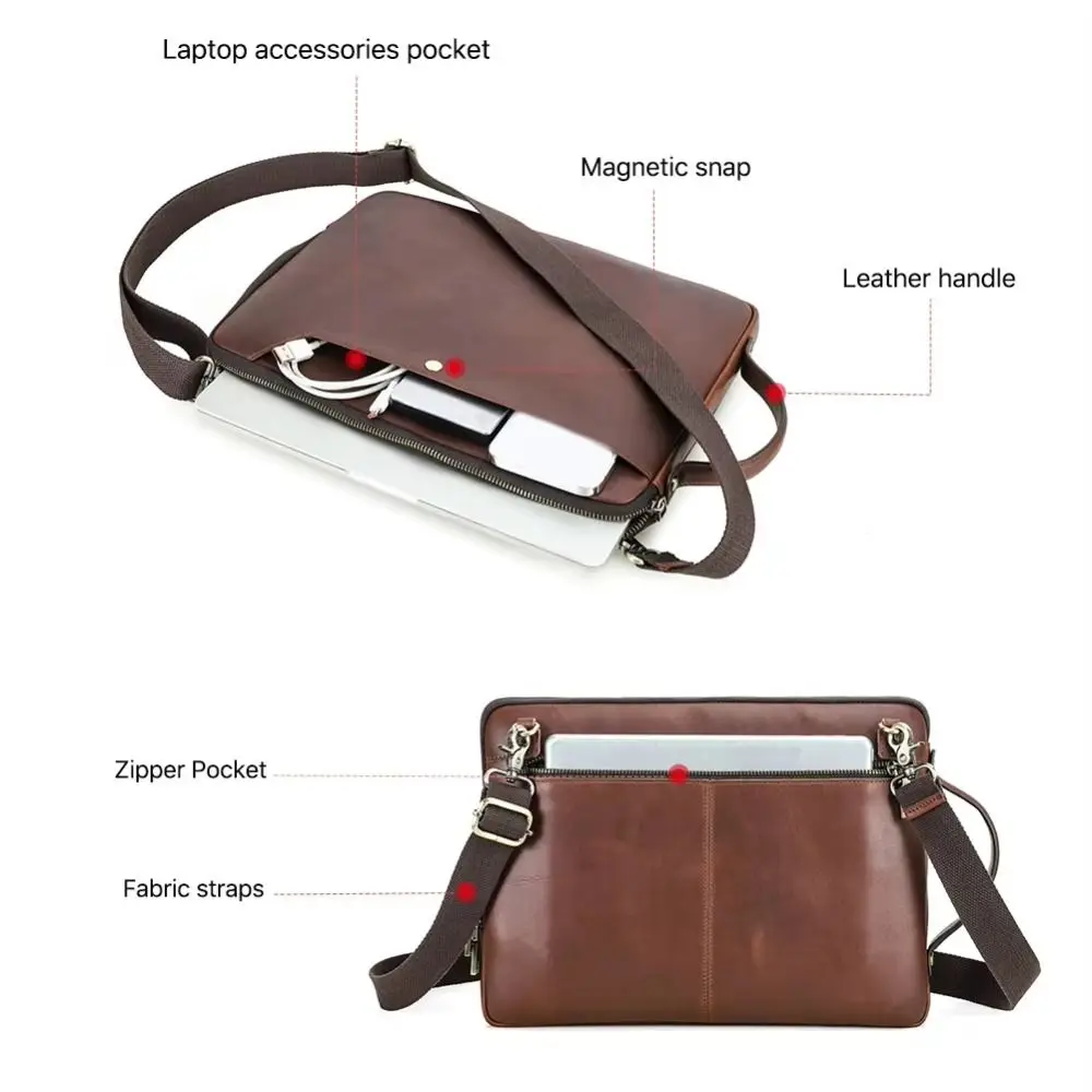New Genuine Leather Laptop Bag With Shoulder Strap Vintage Crossbody Briefcase Bussiness Handbag For MacBook Pro Air 14 13
New Genuine Leather Laptop Bag With Shoulder Strap Vintage Crossbody Briefcase Bussiness Handbag For MacBook Pro Air 14 13