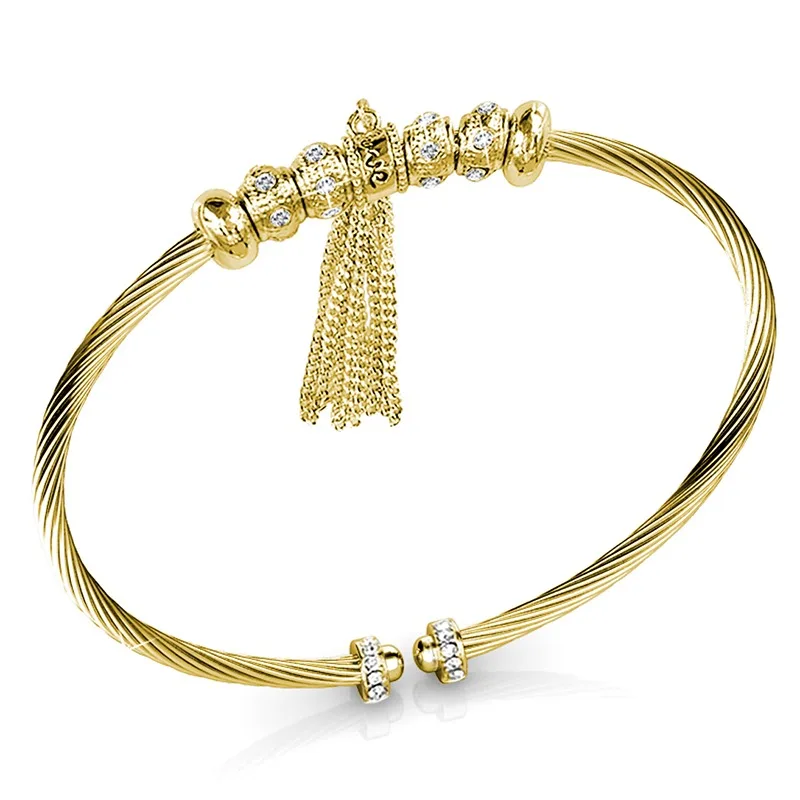 Daisini Luxury Tassels Cuff Bangles for Women with Swarovski Crystal Jewelry Fashionable Yellow Gold Plated Brass Bracelets
Daisini Luxury Tassels Cuff Bangles for Women with Swarovski Crystal Jewelry Fashionable Yellow Gold Plated Brass Bracelets
