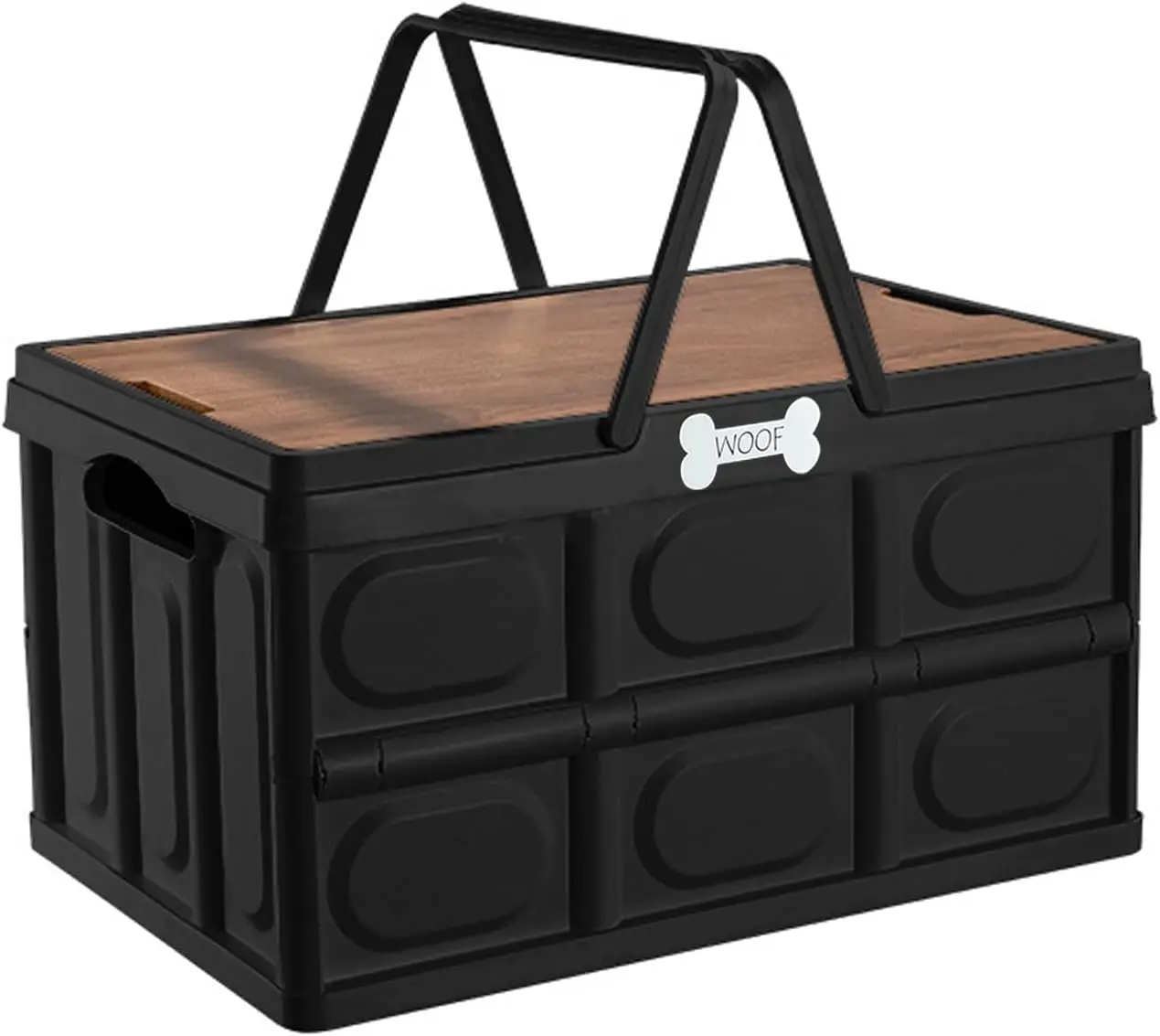 Collapsible Dog Toy Bin with Handles, Portable Pet Storage Basket with Wood Cover - Black
Collapsible Dog Toy Bin with Handles, Portable Pet Storage Basket with Wood Cover - Black