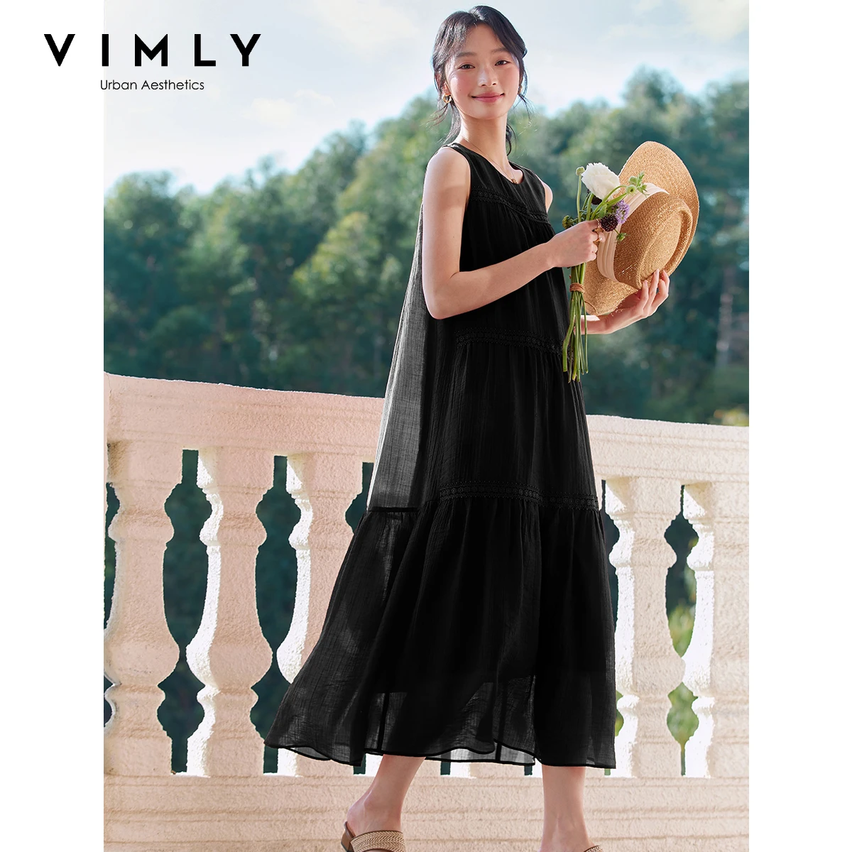 VIMLY Women's Red Sleeveless Tank Dress 2026 Summer New French Vacation Lace Trim Tiered Loose Fit Casual A-Line Dress A0782
VIMLY Women's Red Sleeveless Tank Dress 2026 Summer New French Vacation Lace Trim Tiered Loose Fit Casual A-Line Dress A0782