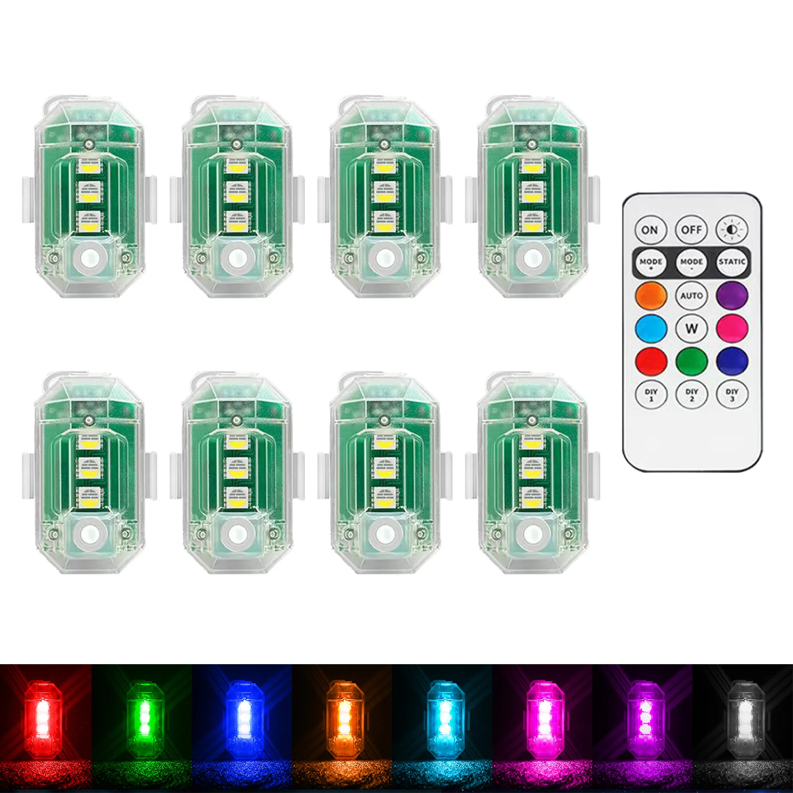 Wireless Led Lights for Car with Remote Control, 8Color Strobe Lights LED Emergency Warning Light for ebike Aircraft Truck Drone
Wireless Led Lights for Car with Remote Control, 8Color Strobe Lights LED Emergency Warning Light for ebike Aircraft Truck Drone