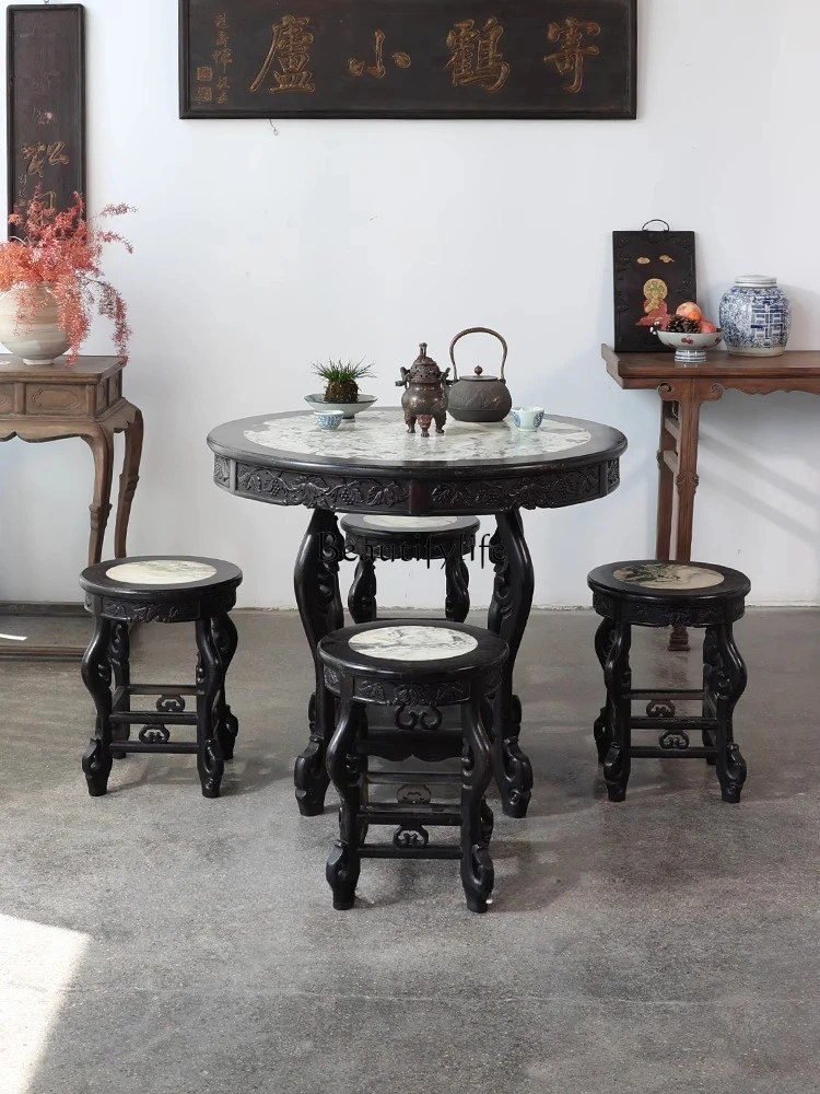 Dining table and chair combination round marble solid wood Chinese antique old Ming and Qing classical
Dining table and chair combination round marble solid wood Chinese antique old Ming and Qing classical