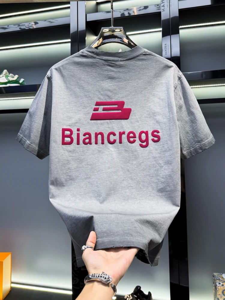 Men's American High-End Distred Cotton ort Sve T-irt Letter Print Loose Fit Summer Faion Casual Wear round Ne
Men's American High-End Distred Cotton ort Sve T-irt Letter Print Loose Fit Summer Faion Casual Wear round Ne