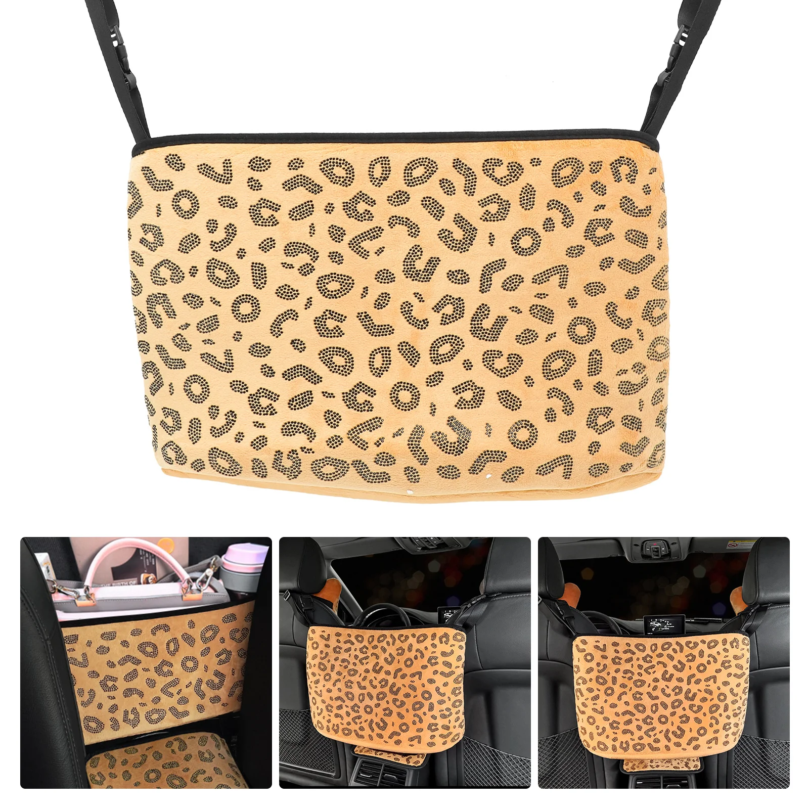 Car Handbag Holder Rhinestone Leopard Print Large Capacity Pocket Organizer Between Seats Stylish Storage Bag for Women Car Suv 
Car Handbag Holder Rhinestone Leopard Print Large Capacity Pocket Organizer Between Seats Stylish Storage Bag for Women Car Suv